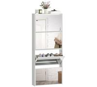 HOMCOM Scarpiera Salvaspazio a 4 Ante a Specchio 63x17x146 cm