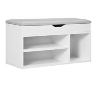HOMCOM Scarpiera Salvaspazio da Ingresso Imbottita 80x30x43cm Bianco | Mobile da Ingresso con Scarpiera, 3 Scomparti, Seduta in Pelle PU, per Soggiorno e Corridoio