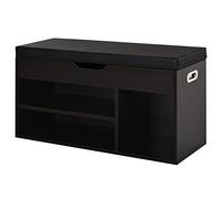 HOMCOM Scarpiera Salvaspazio da Ingresso Imbottita 80x30x43cm Nero | Mobile da Ingresso con Scarpiera, 3 Scomparti, Seduta in Pelle PU, per Soggiorno e Corridoio