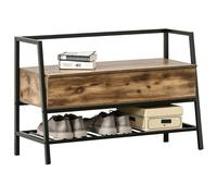 HOMCOM scarpiera salvaspazio in Stile Industriale con Vano, Panca in Legno e Metallo, Marrone Rustico, 90x37x60cm Aosom Italy
