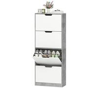 HOMCOM Scarpiera Salvaspazio Moderna 4 Ante per 16 Paia di Scarpe Grigio Cemento