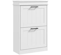 HOMCOM Scarpiera Salvaspazio per 10 Paia di Scarpe, Bianco | 2 Cassetti Ribaltabili, Mobile Porta Scarpe con Ripiano Regolabile, 54x24x82.5 cm