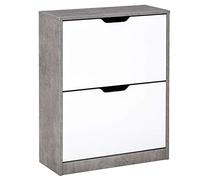 HOMCOM Mobile Scarpiera 2 Ante per 8 Paia di Scarpe Grigio e Bianco