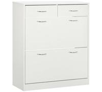 HOMCOM Scarpiera Salvaspazio Slim con 2 Cassetti e 2 Ante a Ribalta, Scarpiera Ingresso con Ripiani Regolabili, Porta Scarpe per 12 Paia, 80x30x91.5 cm, Bianco