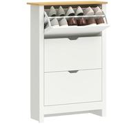 HOMCOM Scarpiera Salvaspazio Slim con 3 Ante a Ribalta, Scarpiera Ingresso con Ripiani Regolabili su 2 Livelli e Base Rialzata, Porta Scarpe per 18 Paia con Maniglia a Incavo, 72x26x112 cm, Bianco