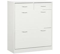 HOMCOM Scarpiera Scarpiera stretta con 2 cassetti estraibili e 2 cassetti estraibili per 12 paia di scarpe per soggiorno ingresso corridoio 80x30x91,5 cm Bianco