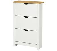 HOMCOM Scarpiera Slim 3 Cassetti per 18 Paia Scarpe e Ripiani Regolabili Bianco