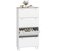 HOMCOM Scarpiera Slim 4 Cassetti e Ripiani Regolabili per 24-32 Scarpe Bianco