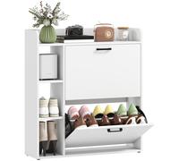 HOMCOM Scarpiera Slim con 2 Cassetti e 3 Vani Aperti Capacità 15 Scarpe Bianco