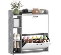 SCARPIERA SLIM HOMCOM IT837-675V00GY - Armadio in truciolare grigio cemento e bianco con 2 porte