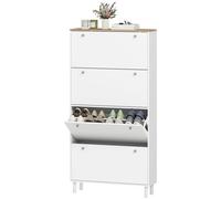 HOMCOM Scarpiera Slim con 4 Cassetti Ribaltabili per 24-32 Scarpe Bianco