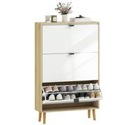 HOMCOM Scarpiera Slim Moderna Cassetti Ribaltabili Bianco