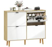 HOMCOM Scarpiera Slim Moderna Cassetti Ribaltabili Bianco