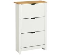 HOMCOM Scarpiera Slim per 18 Paia, 3 Cassetti con 2 Ripiani Regolabili Bianco