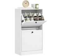 HOMCOM Scarpiera stretta con 2 ante apribili scarpiera ingresso ingresso con ripiani regolabili per 8 paia di scarpe per corridoio spazi ridotti 47 x 26 x 85 cm bianco venato