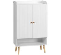 HOMCOM Scarpiera stretta con 2 ante, mobile scarpiera con ripiano aperto e ripiani regolabili per 15 paia di scarpe per corridoio, ingresso 60 x 33 x 100 cm, bianco