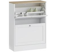 HOMCOM Scarpiera stretta con 2 porte, scarpiera ingresso ingresso con ripiani regolabili, per 12 paia di scarpe, 60 x 23,5 x 80 cm, bianco