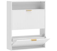 HOMCOM Scarpiera Stretta con 2 Scomparti Ribaltabili e Piano d'appoggio per Corridoio e Ingresso, 80x24x102,5 cm, Bianco Aosom Italy