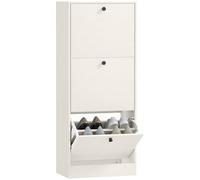 HOMCOM Scarpiera stretta con 3 porte, scarpiera ingresso ingresso con ripiani regolabili, per 12 paia di scarpe, 47 x 28 x 115 cm, bianco venato
