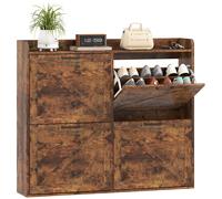 Homcom Scarpiera Stretta con 4 Scomparti Pieghevoli Divisori Regolabili per 24 Paia con Antiribaltamento 120X24X103 cm Marrone