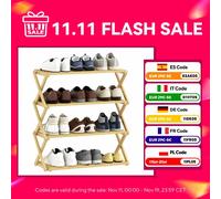 Homcom Scarpiera stretta in bambù Scarpiera verticale pieghevole a 4 livelli senza installazione Naturale