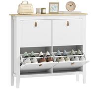 HOMCOM Scarpiera stretta Scarpiera da ingresso con 4 cassetti estraibili Ripiani regolabili e maniglie in PU per 20 paia di scarpe per corridoio 105x24x95,5 cm Bianco