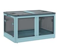 HOMCOM Scatola portaoggetti impilabile con coperchio 69 l, scatola organizer pieghevole con ruote, contenitore in plastica con accesso a 5 lati, 60 x 42 x 34 cm, blu