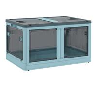 HOMCOM Caja de Almacenamiento Apilable con Tapa 69L de Capacidad Caja Organizadora Plegable con Ruedas 60x42x34 cm Azul