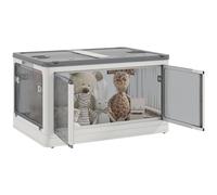 HOMCOM Scatola portaoggetti pieghevole e impilabile 69L in plastica, contenitore cubo con coperchio e 4 ruote, accesso a 5 lati, per giocattoli e libri, bianco