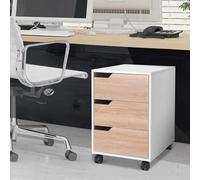 HOMCOM schedario 40x50x57,5cm 3 cassetti ruote freno in legno bianco