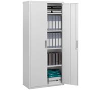 HOMCOM Schedario a 5 livelli con ripiani regolabili chiave Schedario in metallo per ufficio studio soggiorno 80x40x180 cm Bianco