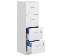 HOMCOM Schedario da Ufficio 4 Cassetti con Chiavi 40x42x131 cm Bianco