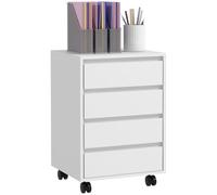 HOMCOM Schedario da Ufficio Cassettiera Scrivania 4 Cassetti Bianco