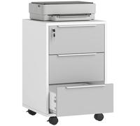 HOMCOM Schedario da Ufficio con 3 Cassetti 40x40x63.5 cm Bianco e Grigio