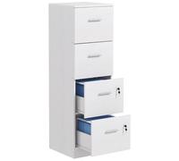 HOMCOM Schedario da Ufficio con 4 Cassetti, Cassettiera Ufficio con Serratura e