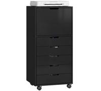 HOMCOM Schedario da Ufficio con 5 Cassetti Soft-Close 48x40x100 cm Nero