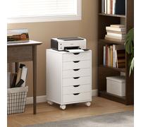 HOMCOM Schedario da Ufficio con 6 Cassetti Soft Close, 4 Ruote, Cassettiera Ufficio per Lettera/Formato A4, Armadietto Verticale per Studio Stampante, 40x35x63 cm, Bianco