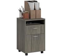 HOMCOM Schedario da Ufficio con Cassetto, Armadietto, Ruote a Freno e Ripiano Aperto, Cassettiera Ufficio per Lettera/Legale/Formato A4, Armadio Verticale per Studio, 40x35x60 cm, Grigio