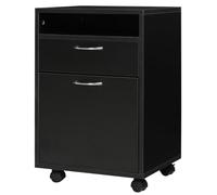 HOMCOM Schedario da Ufficio con Cassetto e Ruote a Freno, Nero | con Armadietto e Ripiano Aperto, Cassettiera Ufficio per Lettera/Legale/Formato A4, Armadio Verticale per Studio, 40x35x60 cm