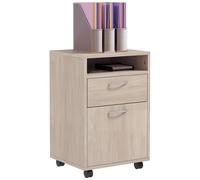 HOMCOM Schedario da Ufficio con Cassetto e Ruote a Freno, Rovere