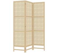 HOMCOM Schermo 3 pezzi 135 x 180 cm parete divisoria in rattan PP, pieghevole parete divisoria privacy per soggiorno natura