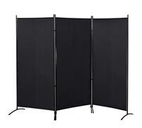 Homcom Schermo a 3 pannelli, Schermo divisorio pieghevole con 6 piedini in metallo, Divisorio, Soggiorno, Camera da letto, 253X182 cm, Nero
