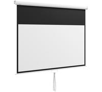 HOMCOM Schermo di Proiezione 80" 16:9 con Corda in Plastica e Metallo Bianco