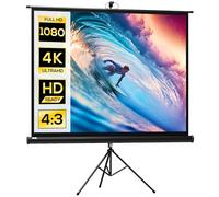 HOMCOM Schermo di proiezione con treppiede pieghevole 84 pollici 4K HD 4:3, schermo proiettore regolabile in altezza, ideale per Home Theater, Film interni/esterni