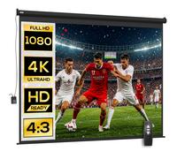 HOMCOM Schermo per Proiettore 100" Formato 4:3 Regolabile con Telecomando Nero