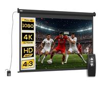 HOMCOM Schermo per Proiettore 120" Formato 4:3 Regolabile con Telecomando Nero