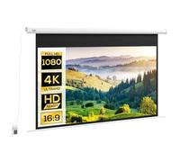 HOMCOM Schermo per Proiettore 84 Pollici 16:9, Telo Proiettore Motorizzato con Telecomando, Montaggio a Muro e Soffitto, 215x8x140cm, Bianco