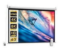 HOMCOM Schermo per Proiettore 84 Pollici Formato 4:3 Regolabile con Telecomando, Schermo di Proiezione Motorizzato Compatto, Installazione a Parete o Soffitto, 171x130 cm, Bianco