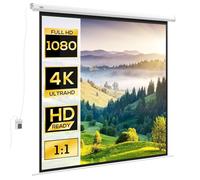 HOMCOM Schermo per proiettore elettrico 172x172cm 1:1 Metallo Bianco