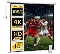 HOMCOM Schermo per Proiettore Motorizzato da 120 Pollici 1:1 con Telecomando, Telo Proiettore Avvolgibile in Plastica e Metallo, 236.5x8x236.5 cm, Bianco